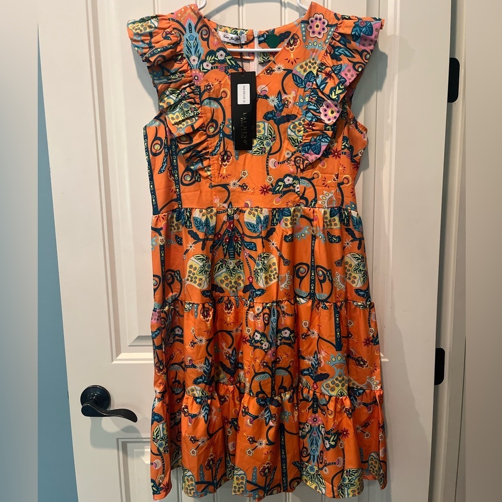 NWT Size 10 Orange Floral Tiered Ruffle Dress Spring Easter Summer Perfect Chic